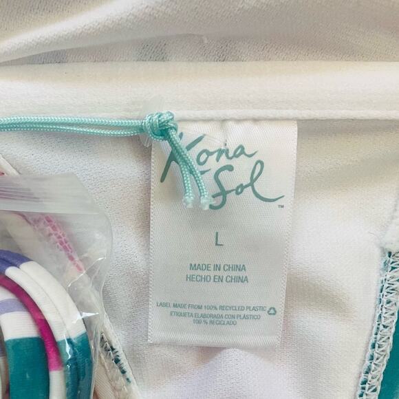 New Kona Sol Multi Color Strapless Halter Bikini Top Size Large - Picture 6 of 7